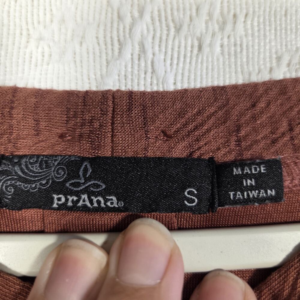 Prana Foundation Long Sleeve Dress Small Rust Tie Waist Pocket Casual Athleisure - Picture 6 of 11